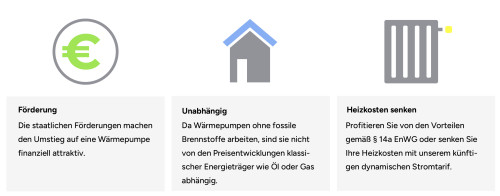 Illustration: Es werden Vorteile zur Wärmepunkte genannt.
